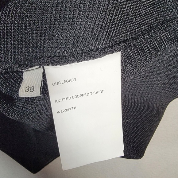 OUR LEGACY Knitted Cropped T-Shirt Women's Sz 38 Small Black Performance Poly - Picture 5 of 10